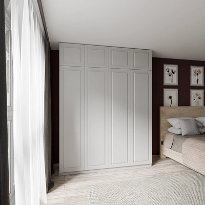 Шкаф с антресолью и фрезерованными фасадами Альтаир Серый (Оргей)